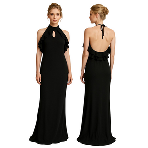 RALPH LAUREN Silk Formal Halter Maxi Dress ***VINTAGE***